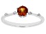 Pre-Owned Orange Madeira Citrine With White Zircon Rhodium Over Silver November Birthstone Ring .49c