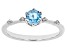 Pre-Owned Swiss Blue Topaz With White Zircon Rhodium Over Sterling Silver December Birthstone Ring .