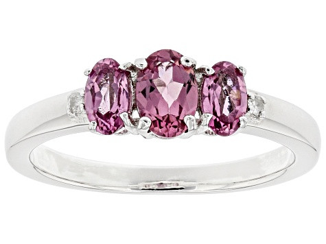 Pre-Owned Blush Garnet Rhodium Over Sterling Silver Ring .91ctw