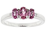 Pre-Owned Blush Garnet Rhodium Over Sterling Silver Ring .91ctw