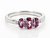 Pre-Owned Blush Garnet Rhodium Over Sterling Silver Ring .91ctw