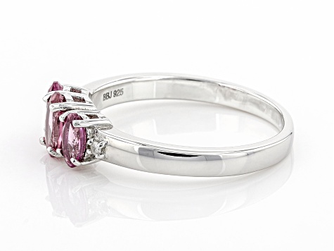 Pre-Owned Blush Garnet Rhodium Over Sterling Silver Ring .91ctw