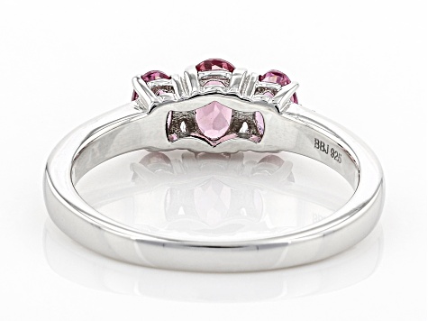 Pre-Owned Blush Garnet Rhodium Over Sterling Silver Ring .91ctw