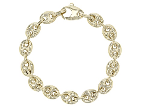 Pre-Owned 18K Yellow Gold Over Sterling Silver 8.3mm Puffed Mariner Link Bracelet