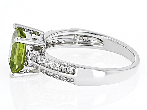 Pre-Owned Green Peridot Rhodium Over Sterling Silver Ring 1.75ctw