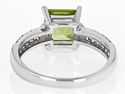 Pre-Owned Green Peridot Rhodium Over Sterling Silver Ring 1.75ctw