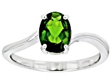 Pre-Owned Green Chrome Diopside Rhodium Over Sterling Silver Solitaire Ring 1.00ct