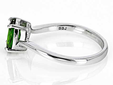 Pre-Owned Green Chrome Diopside Rhodium Over Sterling Silver Solitaire Ring 1.00ct