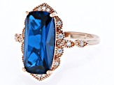 Pre-Owned Blue Lab Created Spinel 18k Rose Gold Over Sterling Silver Ring 6.30ctw