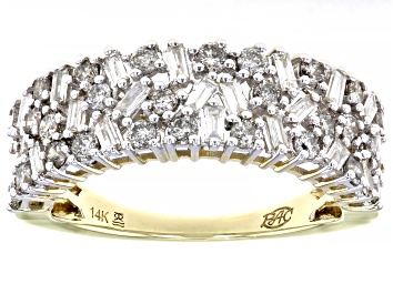 Picture of Pre-Owned White Diamond 14k Yellow Gold Wide Band Ring 1.00ctw