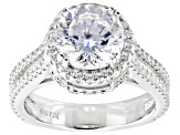 Pre-Owned White Cubic Zirconia Rhodium Over Sterling Silver 130 Facet Ring 6.41ctw