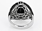 Pre-Owned Black Spinel Rhodium Over Sterling Silver Men's Ring 6.47ctw