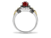 Pre-Owned Enchanted Disney Evil Queen Ring Garnet And Diamond Rhodium And 14k Yellow Gold Over Silve