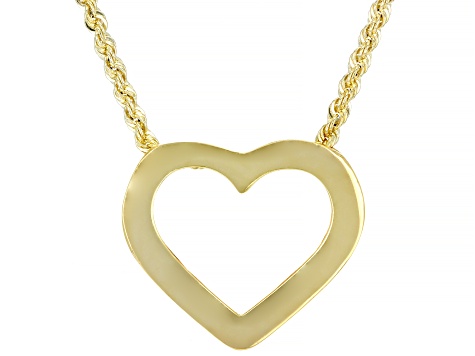 Pre-Owned 14K Yellow Gold Sliding Heart Rope 18 Inch Necklace