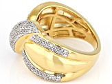 Pre-Owned White Diamond 14k Yellow Gold Over Sterling Silver Crossover Band Ring 0.25ctw