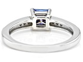 Pre-Owned Blue and colorless moissanite platineve ring .79ctw DEW