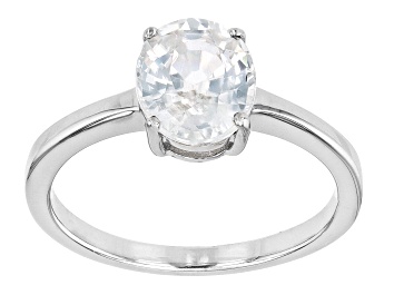 Picture of Pre-Owned White Zircon Rhodium Over Sterling Silver Solitaire Ring 2.50ct