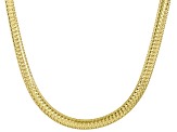 Pre-Owned 18K Yellow Gold Over Sterling Silver Diamond Cut Herringbone Chain Link Necklace