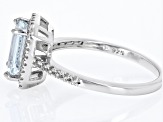 Pre-Owned Blue Aquamarine Rhodium Over Sterling Silver Ring 1.34ctw