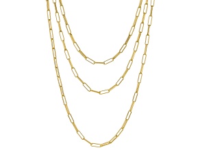 Pre-Owned 18K Yellow Gold Over Bronze Set of 3 Paperclip 18/20/24 Inch Chain