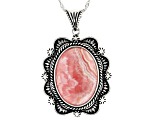 Pre-Owned Rhodochrosite Sterling Silver Pendant With Chain