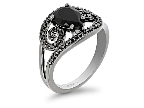 Pre-Owned Enchanted Disney Villains Ursula Ring Black Onyx & Black Diamond Black Rhodium Over Silver