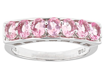 Picture of Pre-Owned Pink Spinel Rhodium Over Sterling Silver Band Ring 0.95ctw