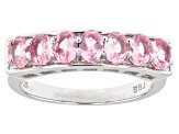 Pre-Owned Pink Spinel Rhodium Over Sterling Silver Band Ring 0.95ctw