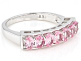 Pre-Owned Pink Spinel Rhodium Over Sterling Silver Band Ring 0.95ctw