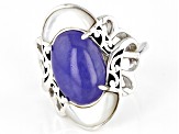 Pre-Owned Purple Jadeite and Mother-of-Pearl Sterling Silver Ring