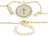 Pre-Owned White Cubic Zirconia 18k Yellow Gold Over Sterling Silver Cross Necklace 1.12ctw