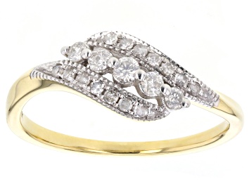 Picture of Pre-Owned White Diamond 10k Yellow Gold Bypass Ring 0.25ctw