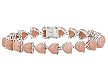 Picture of Pre-Owned Pink Opal Rhodium Over Sterling Silver Bracelet 8mm