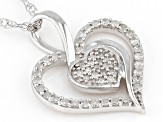 Pre-Owned White Diamond Rhodium Over Sterling Silver Cluster Heart Pendant With 18" Rope Chain 0.20c