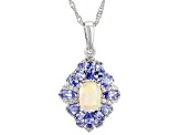 Pre-Owned Multicolor Ethiopian Opal Rhodium Over Silver Pendant With Chain 2.47ctw