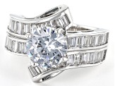 Pre-Owned White Cubic Zirconia Rhodium Over Sterling Silver Ring 6.13ctw