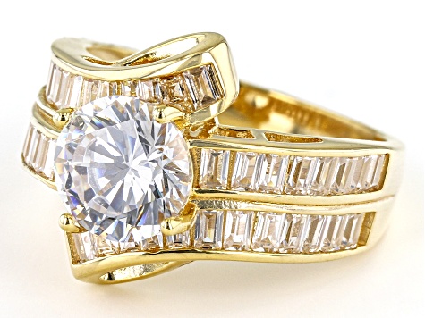 Pre-Owned White Cubic Zirconia 18k Yellow Gold Over Sterling