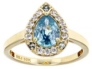 Picture of Pre-Owned Blue Zircon 10k Yellow Gold Ring 1.81ctw