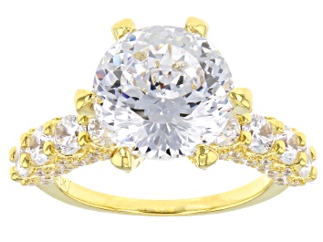 Picture of Pre-Owned White Cubic Zirconia 18k Yellow Gold Over Sterling Silver Ring 10.27ctw