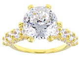 Pre-Owned White Cubic Zirconia 18k Yellow Gold Over Sterling Silver Ring 10.27ctw