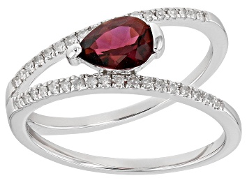 Picture of Pre-Owned Pink Tourmaline Rhodium Over 14k White Gold Ring 0.77ctw