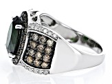 Pre-Owned Green Chrome Diopside Rhodium Over Sterling Silver Ring 4.29ctw