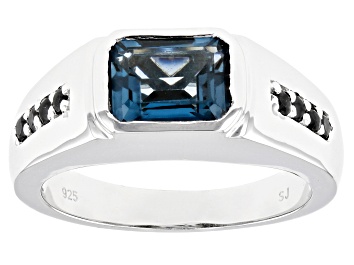 Picture of Pre-Owned London Blue Topaz Rhodium Over Sterling Silver Men's Ring 2.81ctw