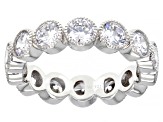 Pre-Owned Cubic Zirconia Rhodium Over Sterling Silver Ring With Band 7.46ctw