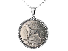 Pre-Owned Sixpence Irish Wolf Hound Sterling Silver Pendant With Chain