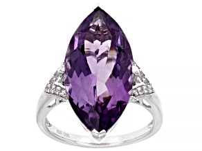 Pre-Owned Purple Brazilian Amethyst With White Zircon Rhodium Over Sterling Silver Ring 8.66ctw