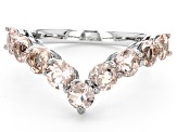 Pre-Owned Peach Morganite Rhodium Over Sterling Silver Chevron Band Ring 2.50ctw