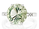 Pre-Owned Green Prasiolite Rhodium Over Sterling Silver Solitaire Ring 4.25ct