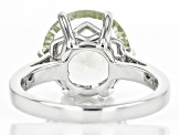 Pre-Owned Green Prasiolite Rhodium Over Sterling Silver Solitaire Ring 4.25ct