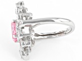 Pre-Owned Pink And White Cubic Zirconia Rhodium Over Sterling Silver Ring 4.17ctw